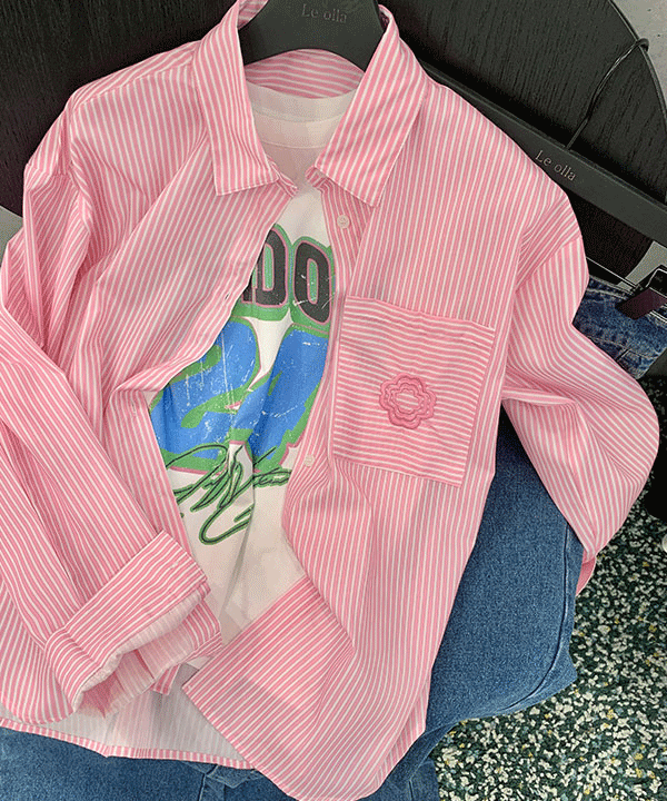 [수입] 로제 핑크 스트라이프 셔츠